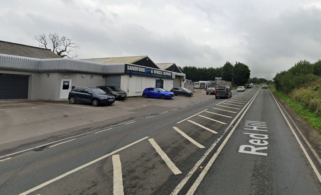 Past Sandford tyres on your left