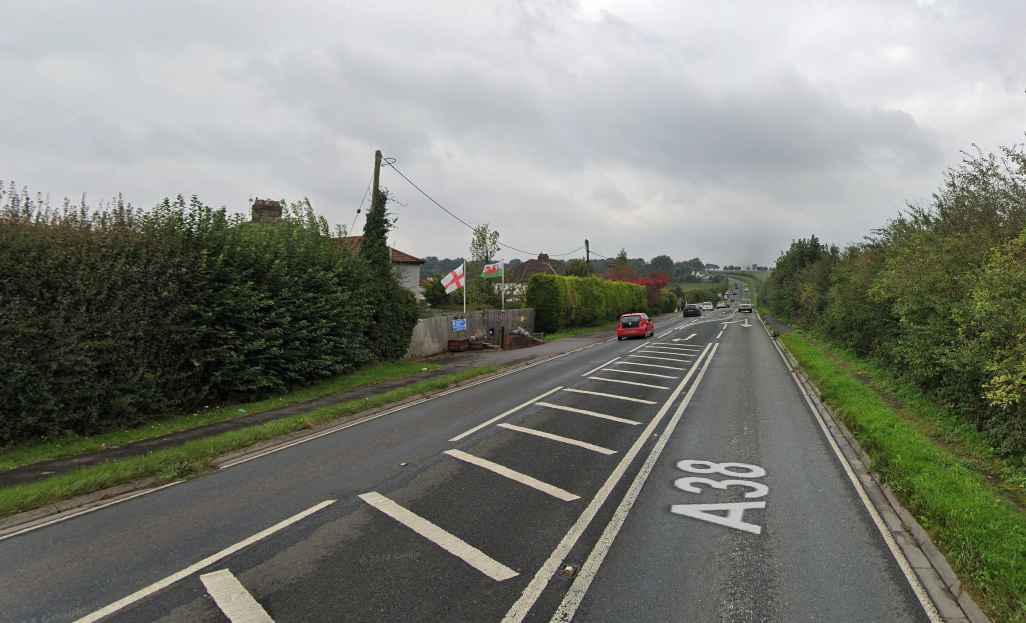 Look for the flags and turn left